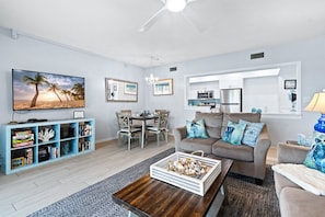 Apartment (2 Bedrooms) | Living area | 45-inch Smart TV with digital channels, table tennis - Sandpiper Towers 408 (Satellite Beach)