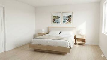 Een strijkplank/strijkijzer, wifi, beddengoed