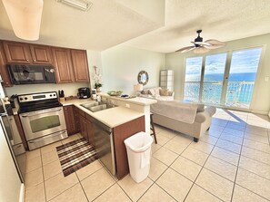 Fridge, microwave, oven, stovetop - Beachfront 1BR + Bunks Condo w/ Pools Sleeps 6! (Panama City Beach)