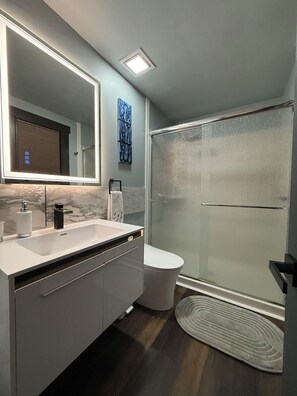 淋浴设施、吹风机、坐浴桶、毛巾