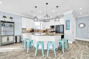 Fridge, microwave, oven, stovetop - Shore Thing Getaway | Large Private Pool & Pergola! | One Block to the New Tarpon Beach Park! | Crystal Beach Gem, Sleeps 22 (Destin)