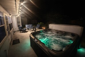 Terrace/patio - Coastal Oasis! Hot Tub, Pool & Ping Pong Tables, Fenced Yard, Near Beach! (Port Orange)