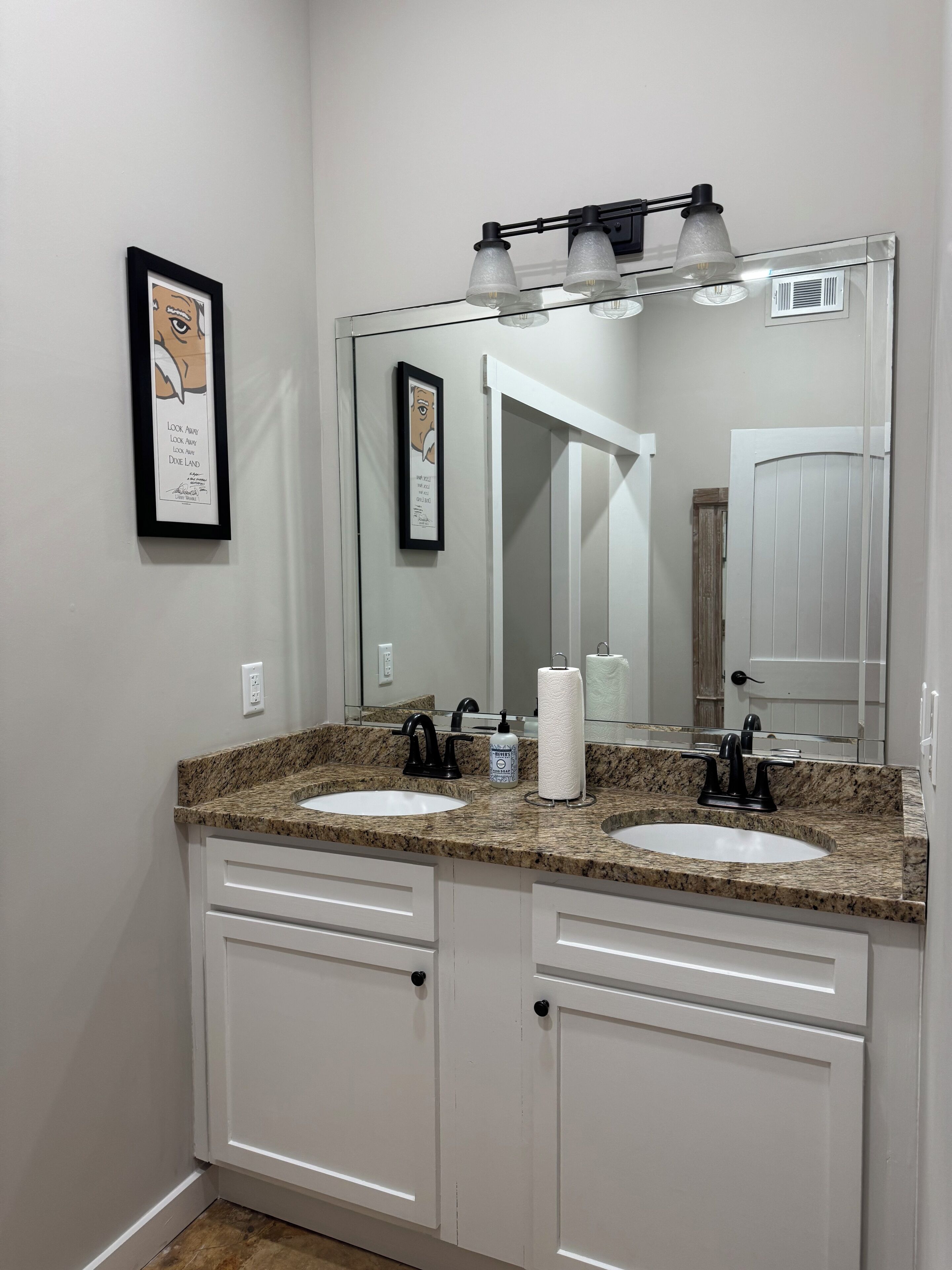 Shower, towels, soap, toilet paper