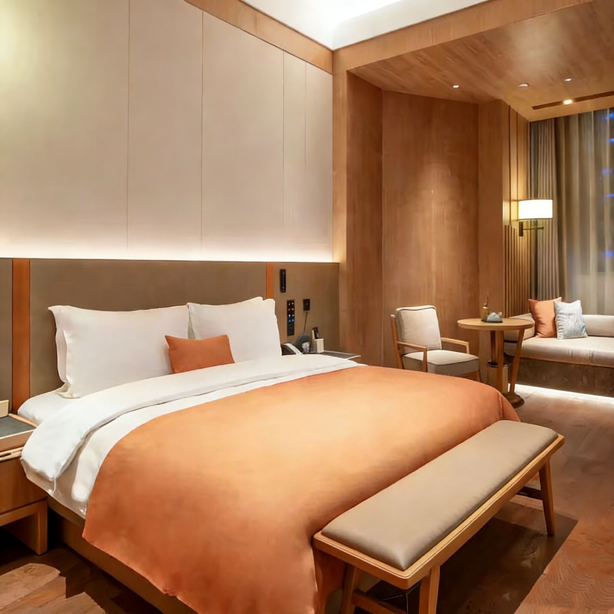 In-room safe, desk, laptop workspace, blackout curtains