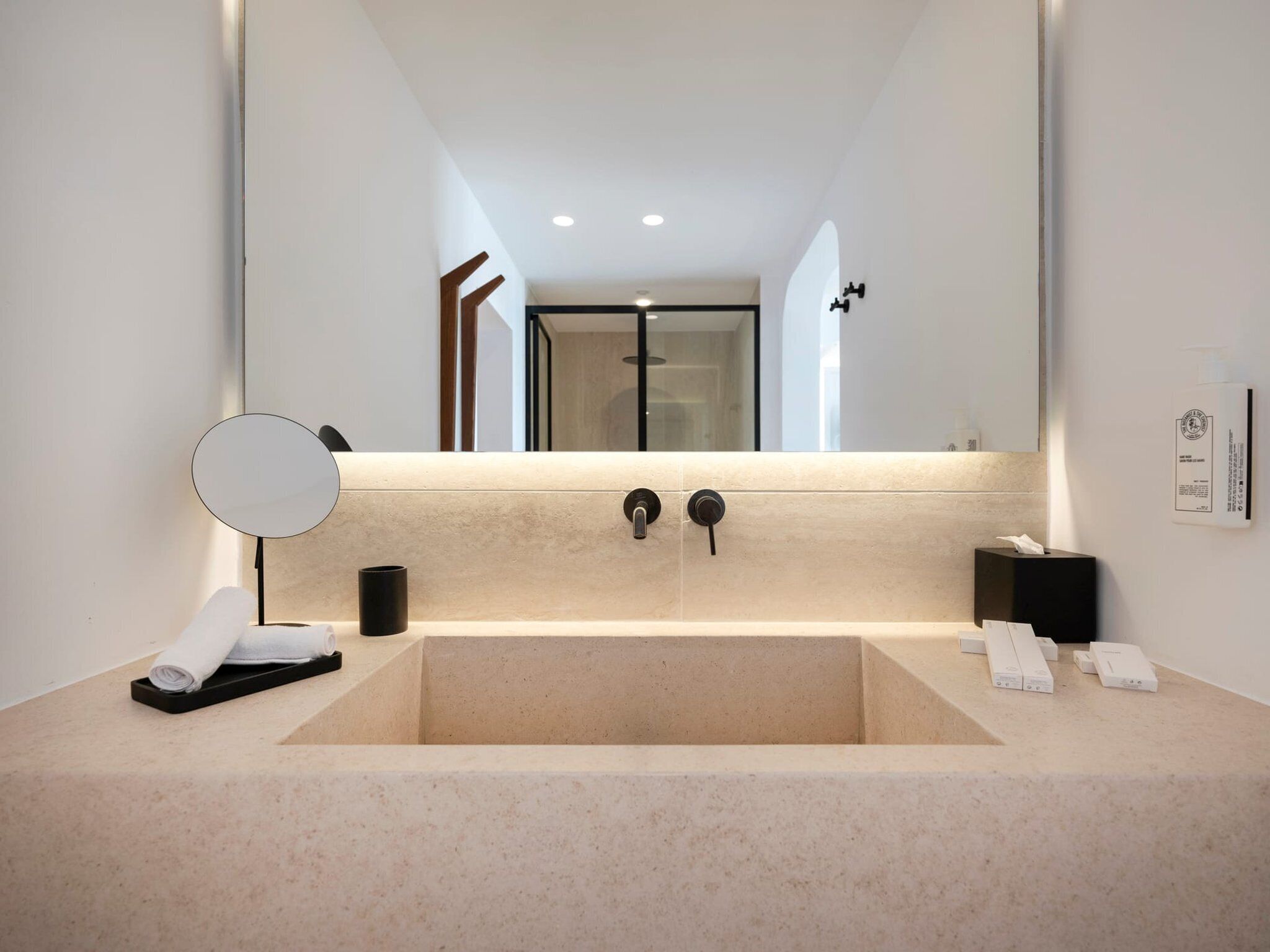 Shower, towels, soap, shampoo