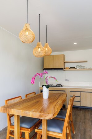 Standard Villa, Pool View | Private kitchen | Fridge, dishwasher, electric kettle, cookware/dishes/utensils - The Lok's Villa (Tegallalang)