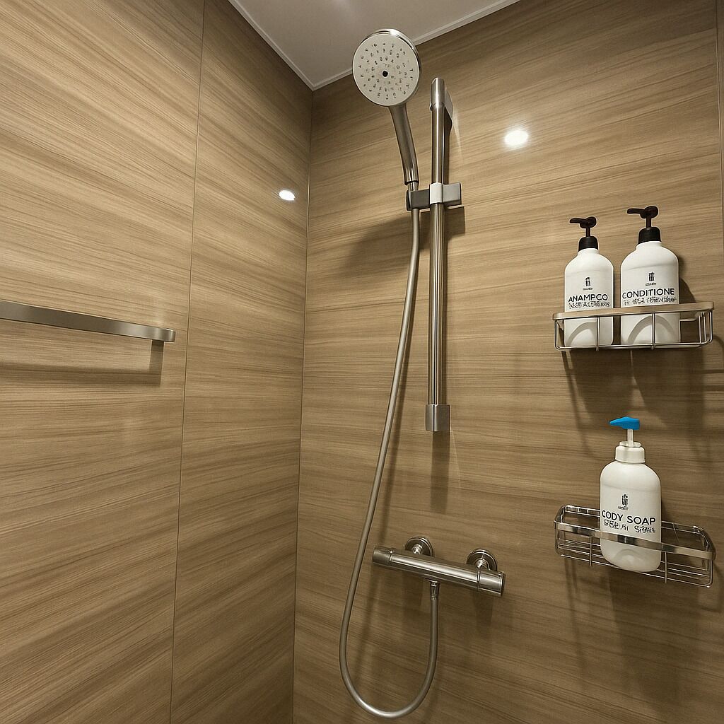 Familie vierpersoonskamer, meerdere bedden, niet-roken, balkon | Badkamer | Een haardroger, handdoeken, zeep, shampoo