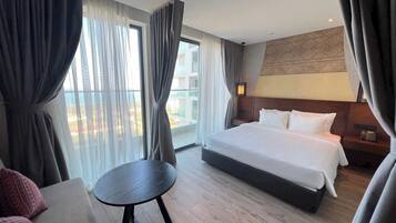 Desk, laptop workspace, blackout curtains, soundproofing