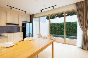Villa, 4 Bedrooms, Smoking, Private Pool | Dining - Spacious 4BR Muji Home With Loft & Pool in Ekkamai (Bangkok)