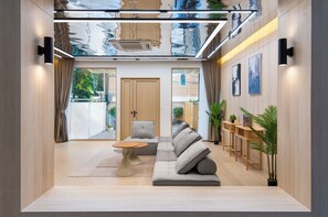 Villa, 4 Bedrooms, Smoking, Private Pool | Living room - Spacious 4BR Muji Home With Loft & Pool in Ekkamai (Bangkok)