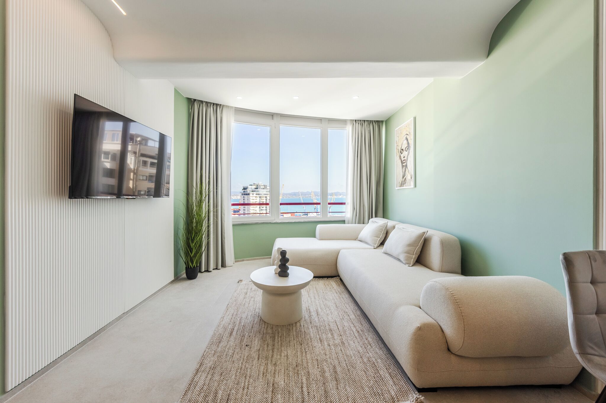 Apartamento superluxo, vista para o mar | Área de estar