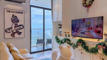 Deluxe Apartment, Beach View | Ruang tamu