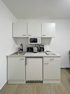 Fridge, microwave, stovetop, coffee/tea maker - Apartment 'Ferienwohnung 2' with Shared Garden and Wi-Fi (Ichenhausen)