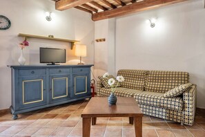 TV - Villa of approximately 150 m2 located on the ground floor and on two levels with air conditioning, independent heating and wi fi line.Composed of a large living room with independent equipped kitchen, fridge, microwave oven, toaster, sofa and satellite t (Sorano)