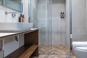 Superior Room | Bathroom | Shower, hair dryer, towels, soap - Iliotropio Athens, Thisio (Athens)