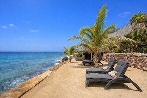 Terrace/patio - Elegant seaside retreat with private beach - Coral Estate (Sint Willibrordus)