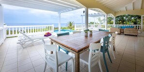 Outdoor dining - Sea-view Caribbean villa with private pool - Coral Estate (Sint Willibrordus)