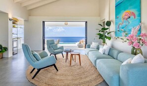 Living area - Modern sea-view villa with private infinity pool - Coral Estate (Sint Willibrordus)