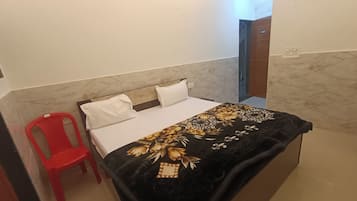 Premium bedding, desk, laptop workspace, soundproofing