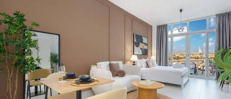 Studio, balkon, uitzicht op zee | Dineren in de kamer