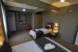 Standard-Dreibettzimmer, Balkon, Stadtblick | Schreibtisch, laptopgeeigneter Arbeitsplatz, kostenloses WLAN