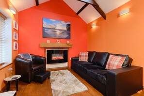 TV, fireplace - The Barn at St Just (St Just)