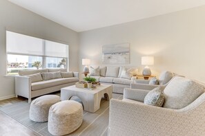 Condo, 3 Bedrooms | Living area | Smart TV - Luxury 3BR Retreat in Fernandina Beach Ocean Park - 103 (Fernandina Beach)