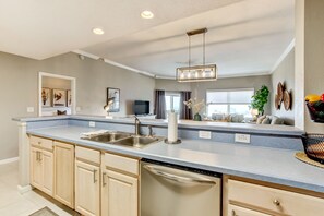 Condo, 2 Bedrooms | Private kitchen | Fridge, oven, coffee/tea maker, toaster - Sunrise View at Ocean Park - Pool, Hot Tub, Walk to Fernandina Beach (Fernandina Beach)