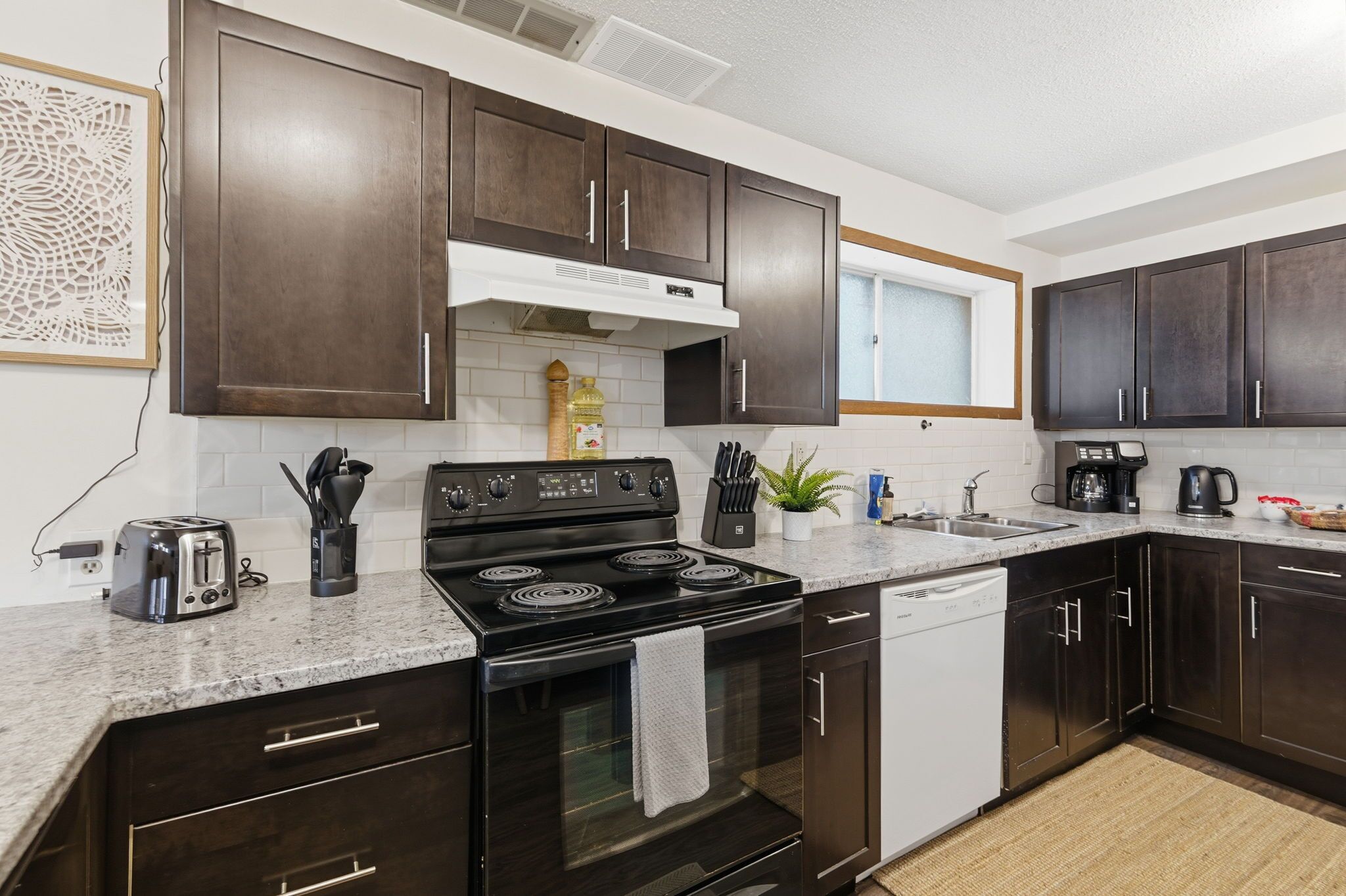 Fridge, oven, stovetop, dishwasher