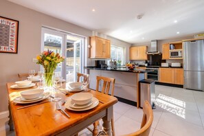 Microwave, oven, dishwasher, high chair