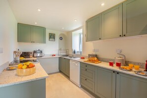 Oven, dishwasher, highchair, cookware/dishes/utensils