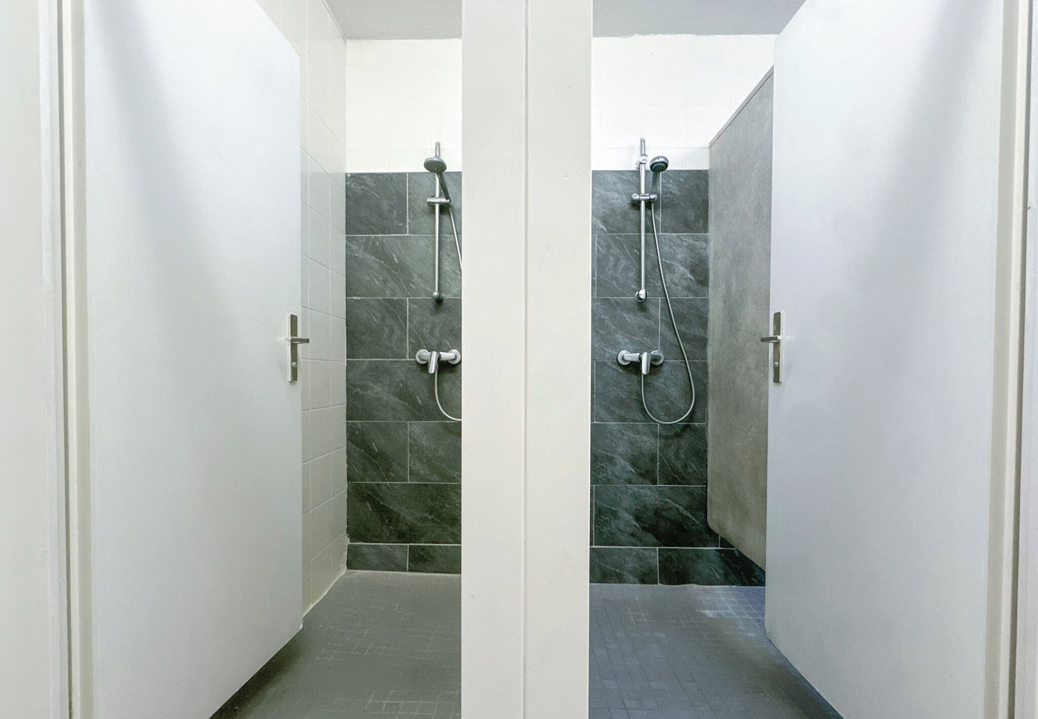 Shower, towels, soap, toilet paper