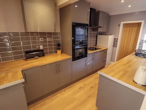 Fridge, microwave, dishwasher, toaster