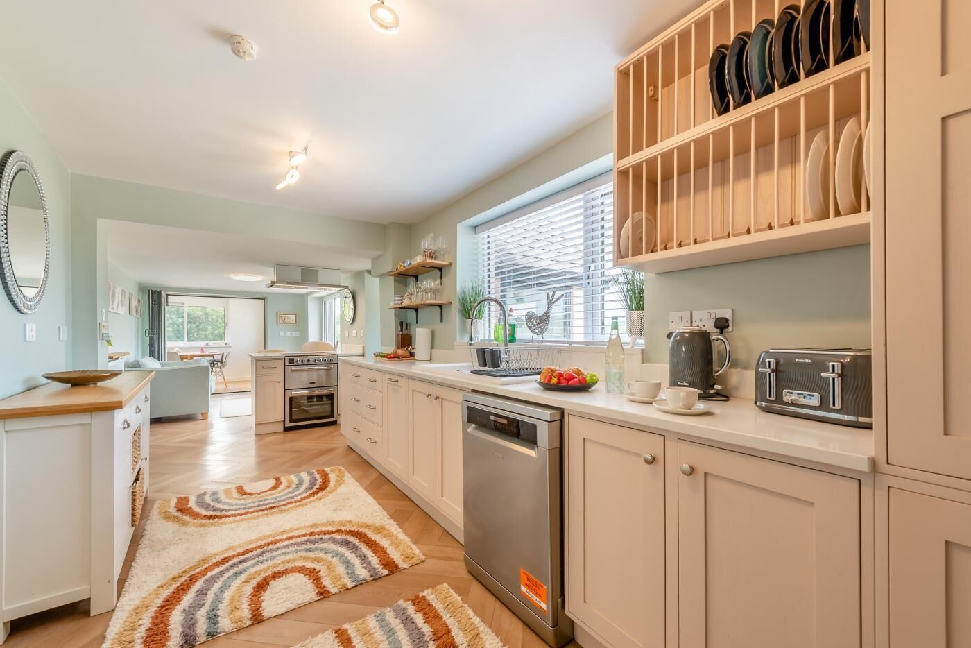 Microwave, oven, dishwasher, high chair