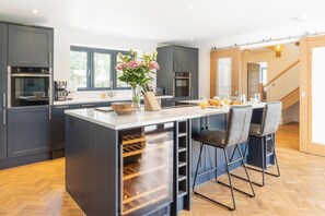 Microwave, oven, dishwasher, high chair