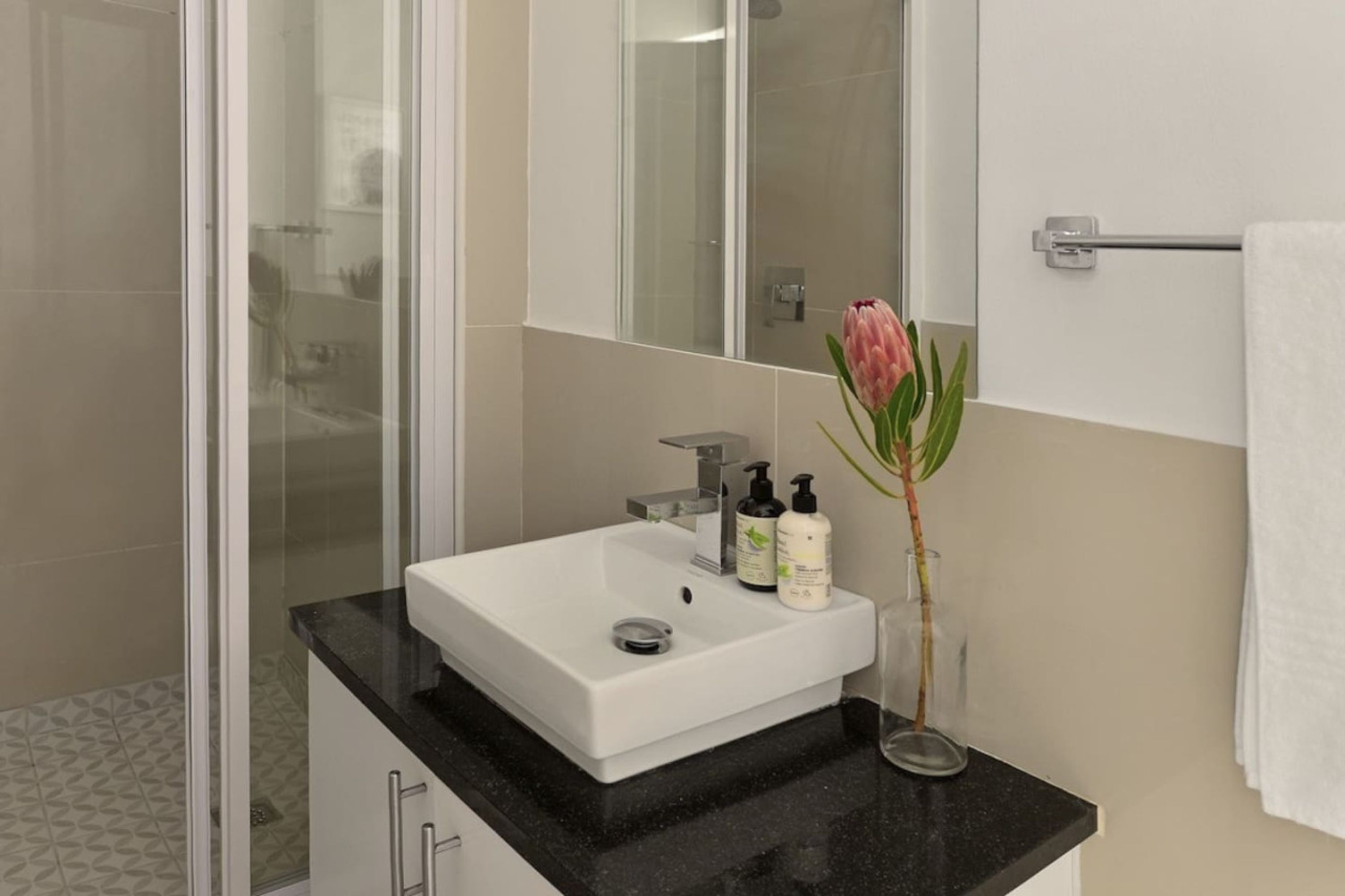 Hair dryer, towels