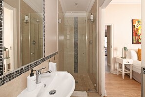 Shower, hair dryer, towels - Charming Sea Point 1 Bed with Leafy Patio (Cape Town)