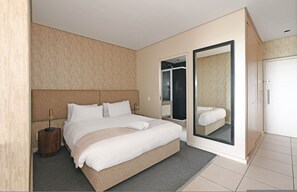 Desk, iron/ironing board, free WiFi, bed sheets - Modern One Bed Apartments | Spacious and Secure (Cape Town)