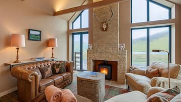 Televisión y chimenea