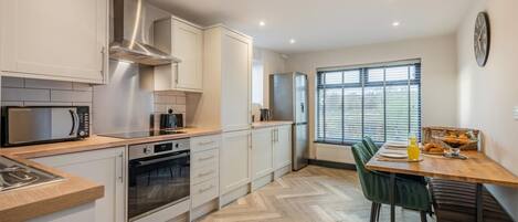 Microwave, oven, dishwasher, high chair