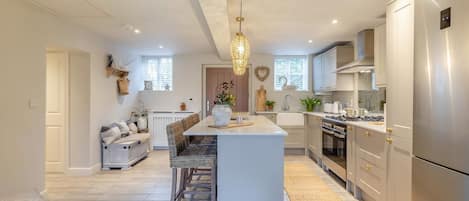 Oven, high chair, cookware/dishes/utensils