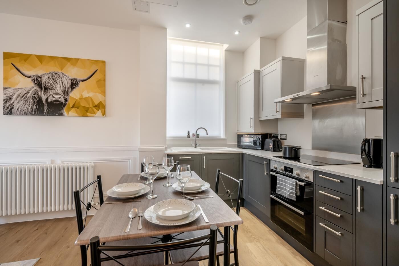 Microwave, oven, dishwasher, highchair