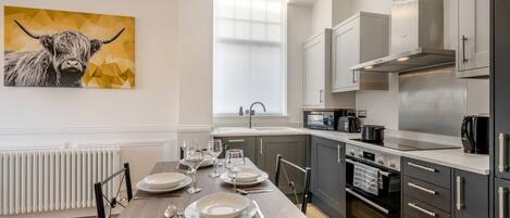 Microwave, oven, dishwasher, highchair