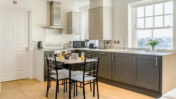 Microwave, oven, dishwasher, high chair