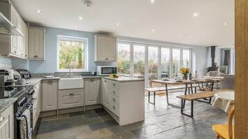 Microwave, oven, dishwasher, high chair