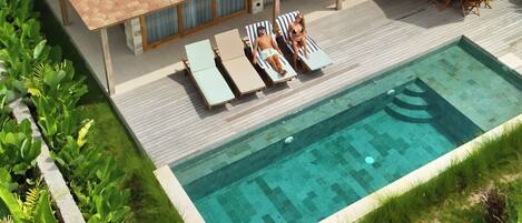 Family Villa, 3 Bedrooms, Kitchen, Pool View | Terrace/patio