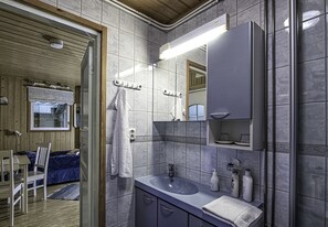 Ducha, secador de pelo y toallas