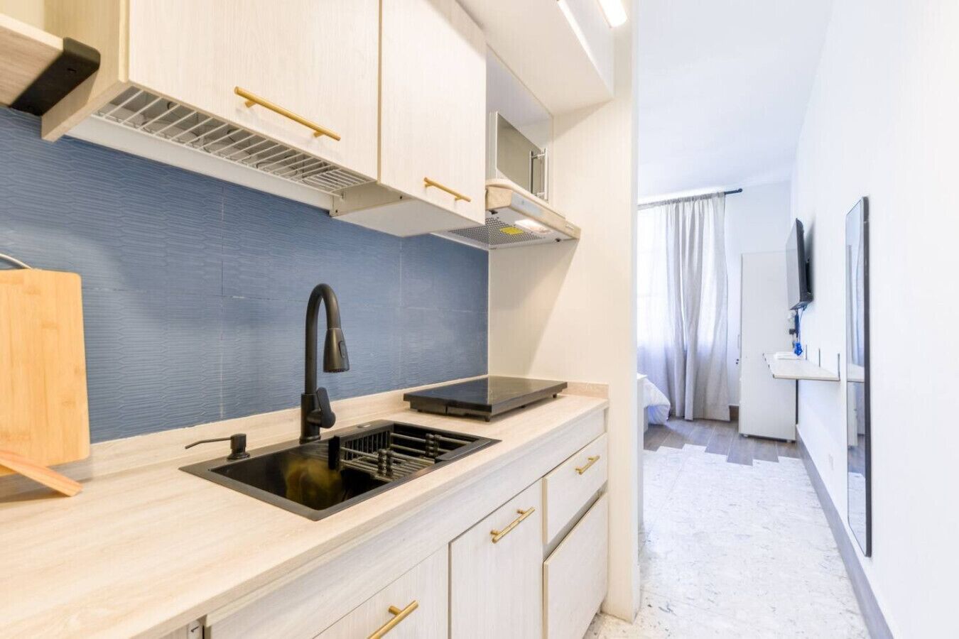 Microwave, stovetop, coffee/tea maker, toaster