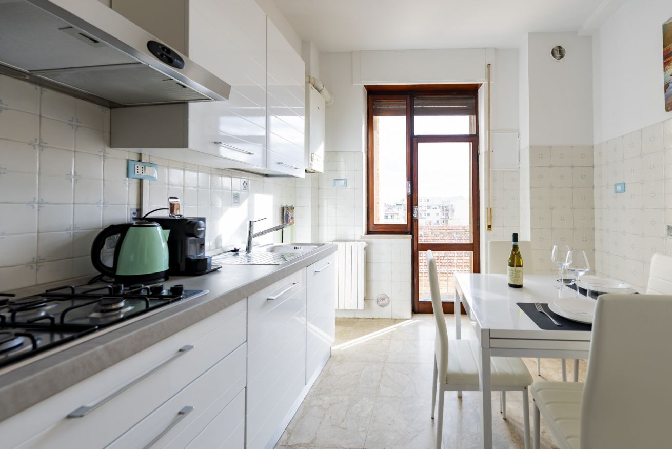 Fridge, dishwasher, high chair
