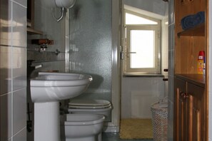 Regadera, secadora de cabello, bidet, toallas 